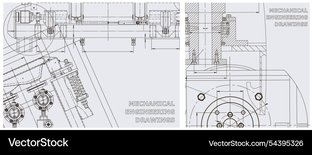 Blueprint set engine line drawing Blueprint set engine line drawing vector image