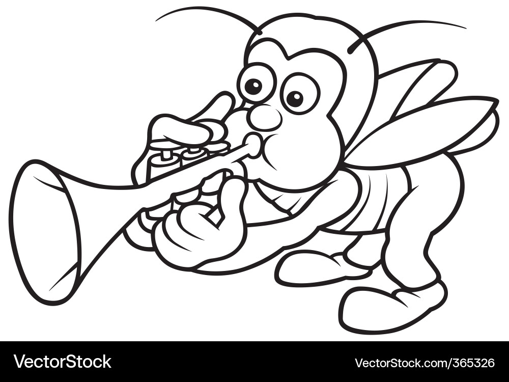 Bug Playing Trumpet Vector Image
