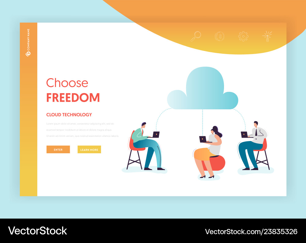 Cloud data storage technologies landing page Cloud data storage technologies landing page vector image