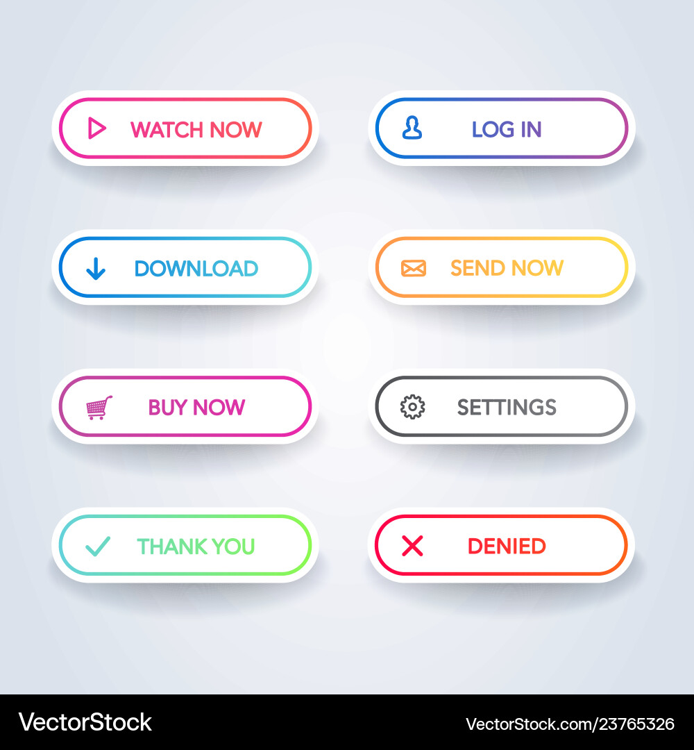 Colorful flat line gradient web button set Colorful flat line gradient web button set vector image