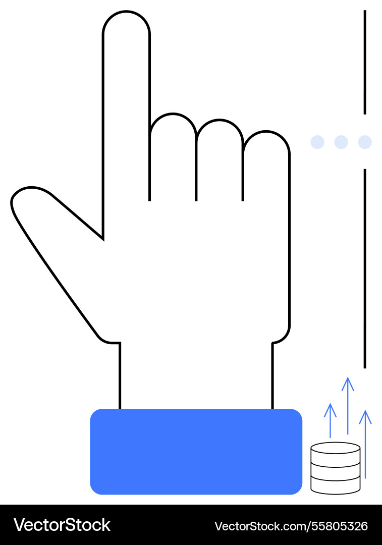 Hand gesture interacting with data lines Hand gesture interacting with data lines vector image