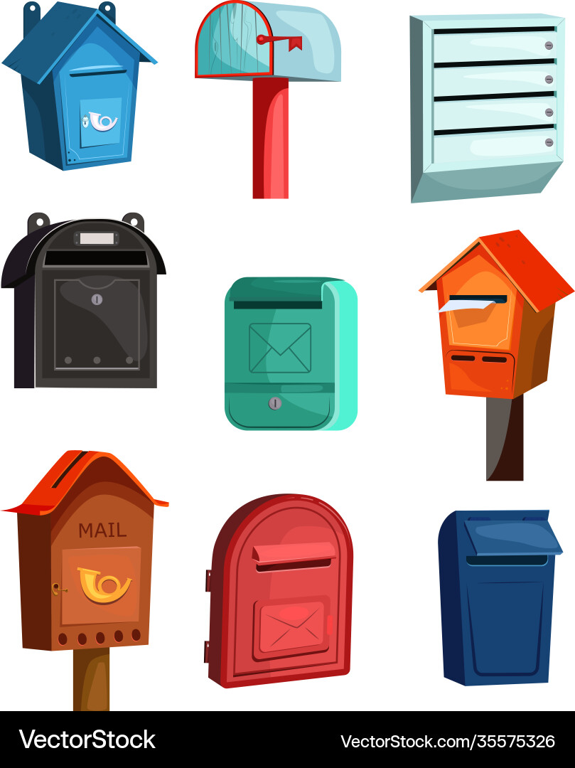 Mail boxes icons set vector image