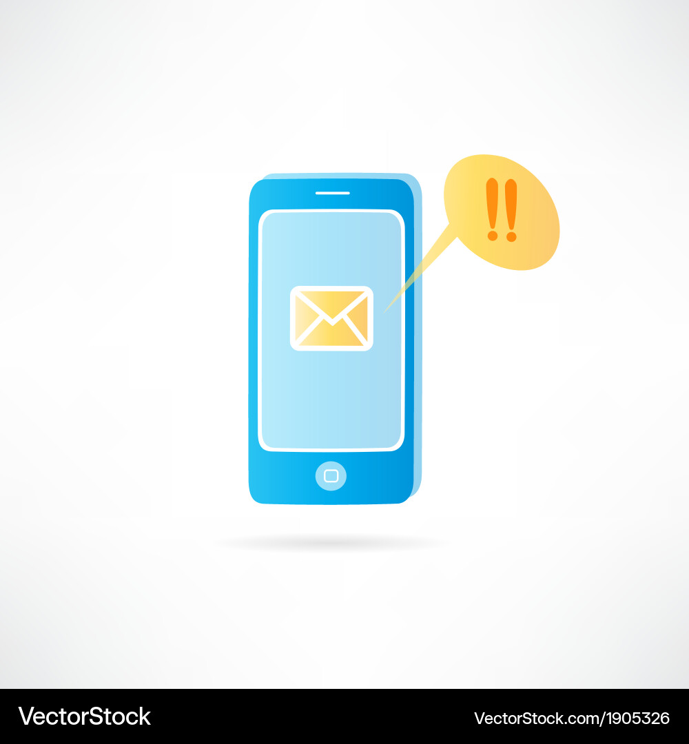 Mobile phone with a message on the display Vector Image