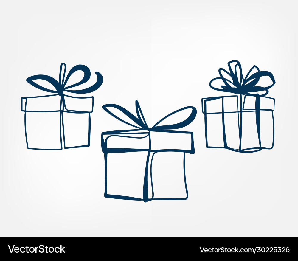 Present box one line isolated design element Vector Image