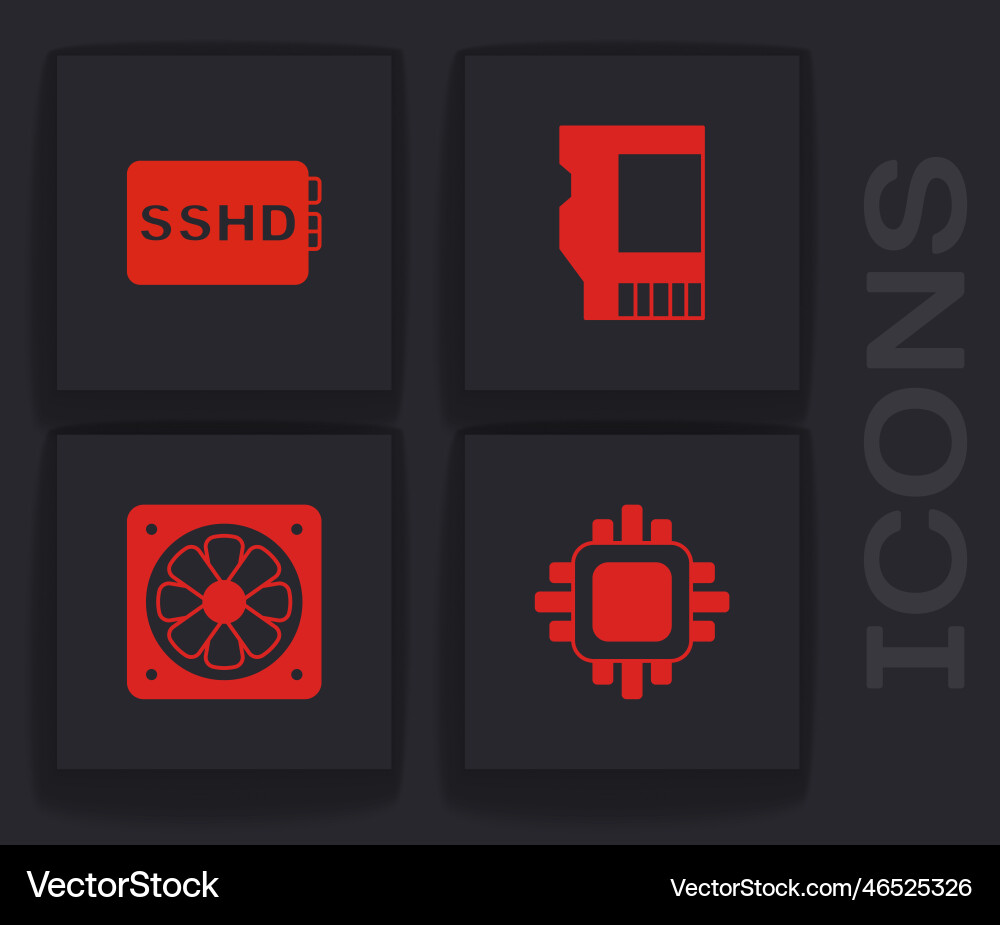 Prozessor mit cpu sshd-Karte sd und Computer einstellen Prozessor mit cpu sshd-Karte sd und Computer einstellen vektorbild
