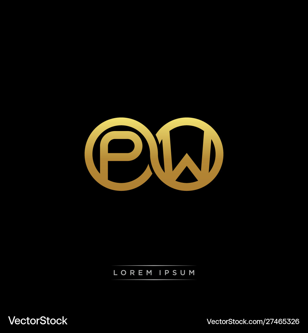 Pw initial letter linked circle capital monogram vector image