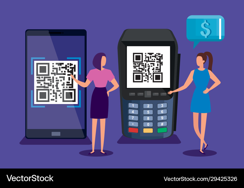 Scan code qr smartphone and dataphone Scan code qr smartphone and dataphone Vector Image