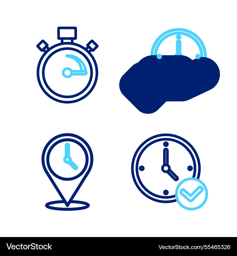Set line clock location with and stopwatch Vector Image
