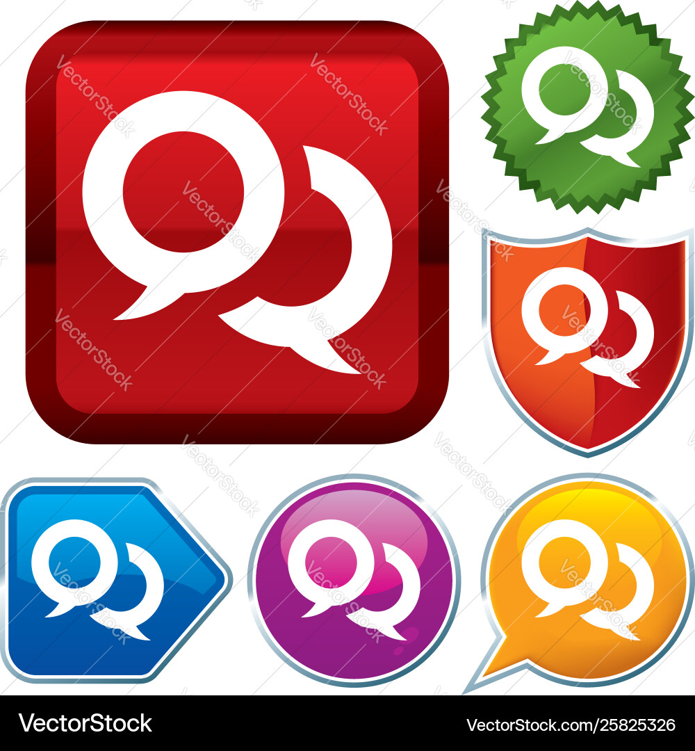 Set shiny icon series on buttons conversation Vector Image