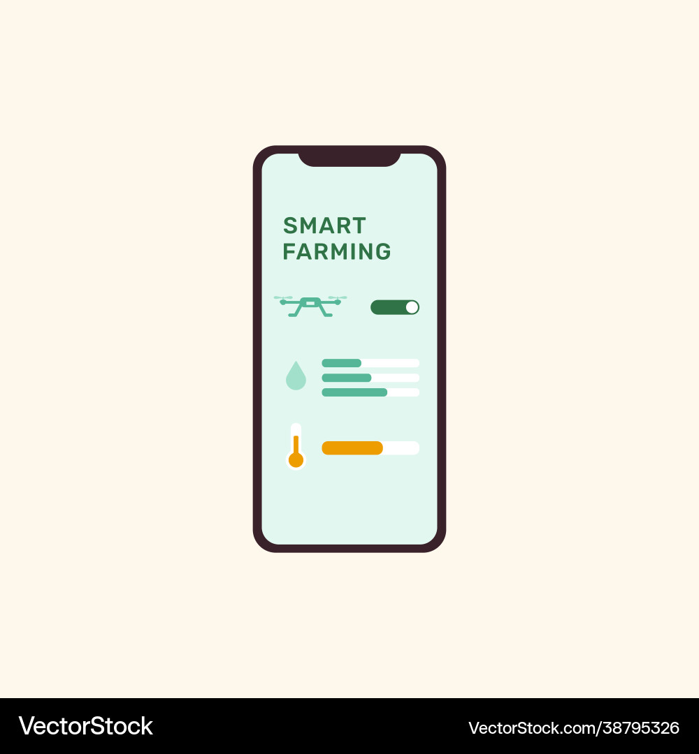 Smart farming controller ui on smartphone screen Vector Image