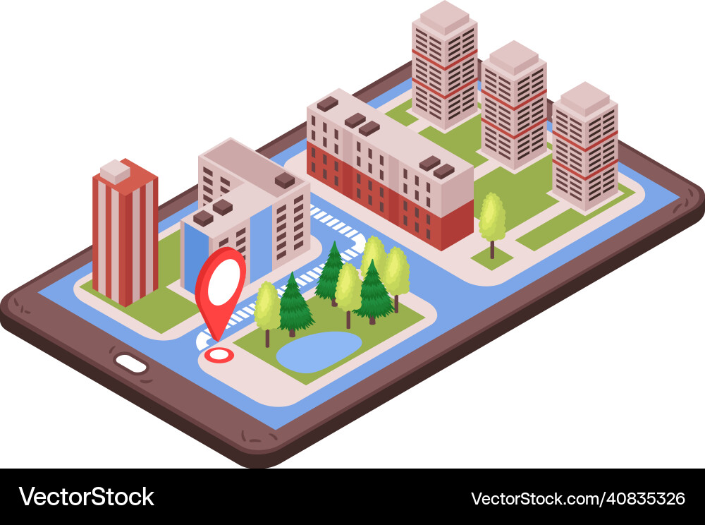 Smartphone navigation app composition Smartphone navigation app composition vector image