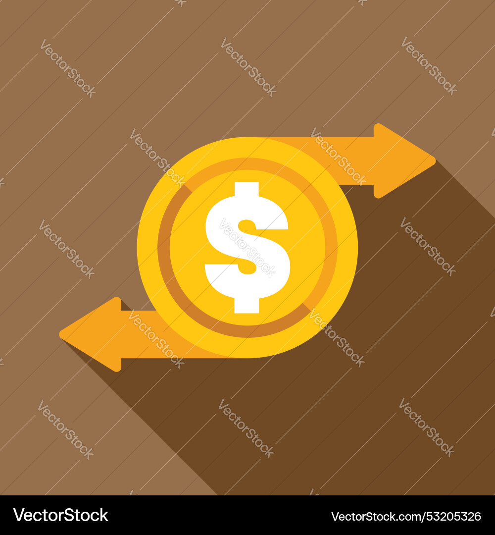 Two arrows pointing at each other around a dollar Vector Image