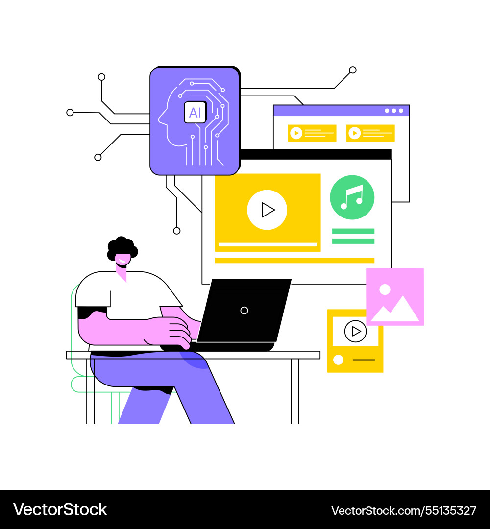 Ai-streamlined content creation abstract concept Ai-streamlined content creation abstract concept vector image