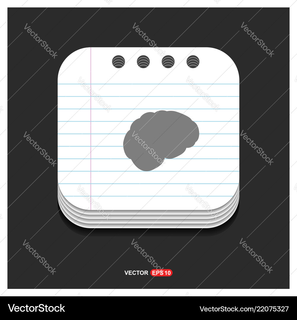 Brain icon gray on notepad style template Vector Image