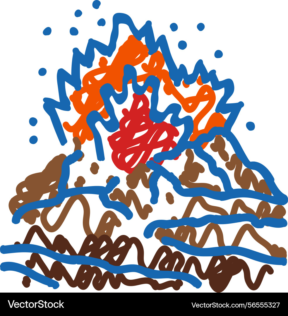 Dangerous exploding volcano icon doodle Vector Image