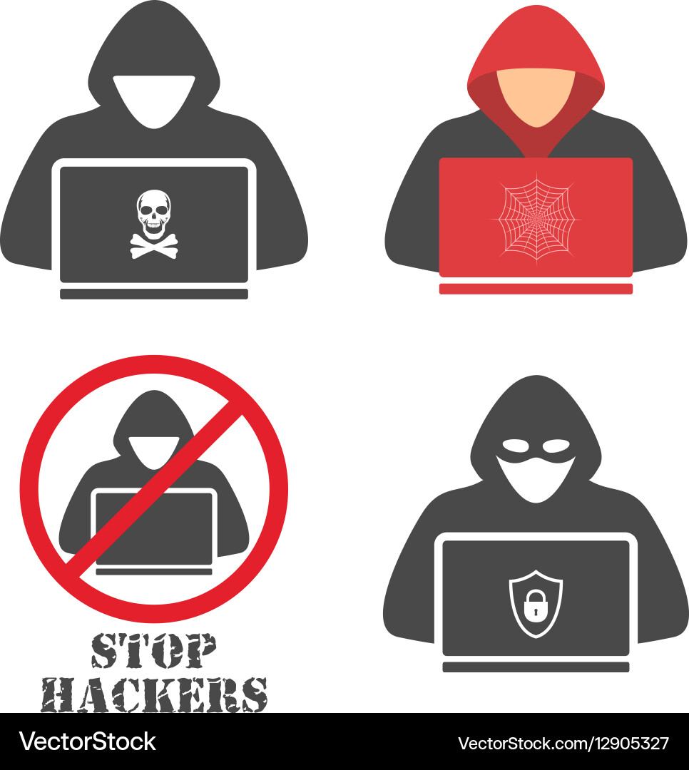 Hacker-Symbolshacker mit Laptop-Hacker Vektorbild