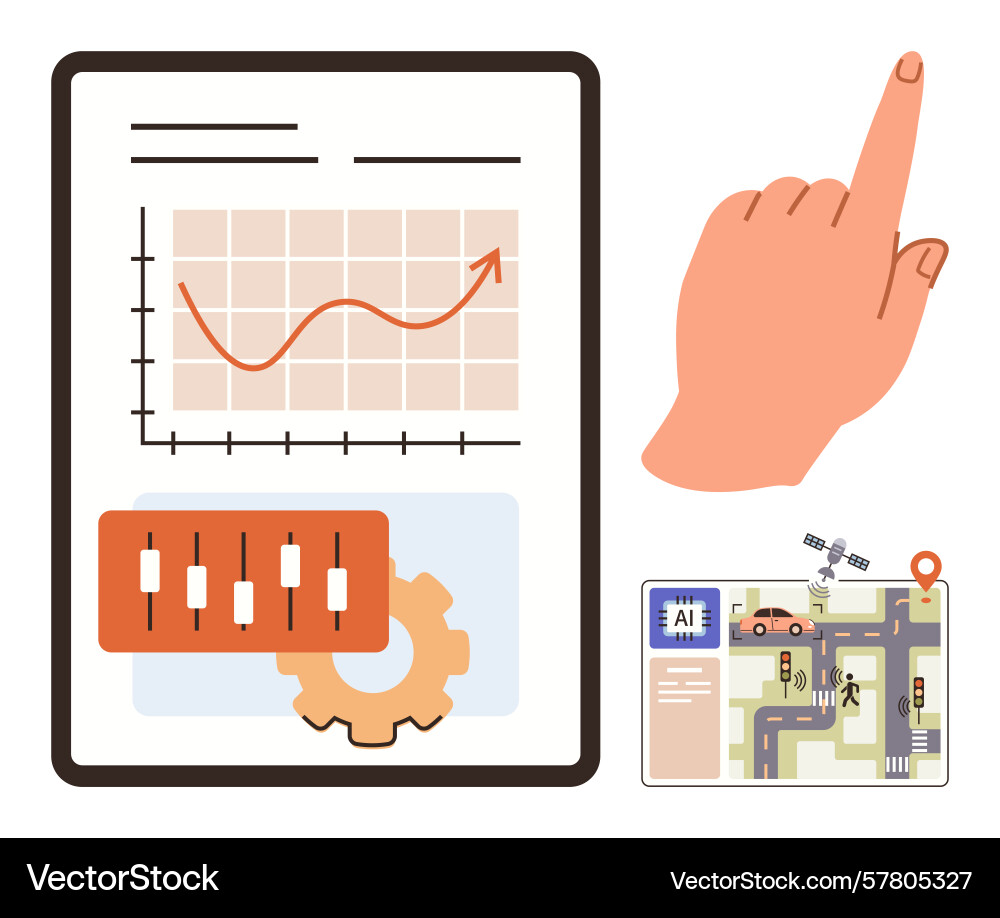 Interactive graph control panel and navigation Interactive graph control panel and navigation vector image