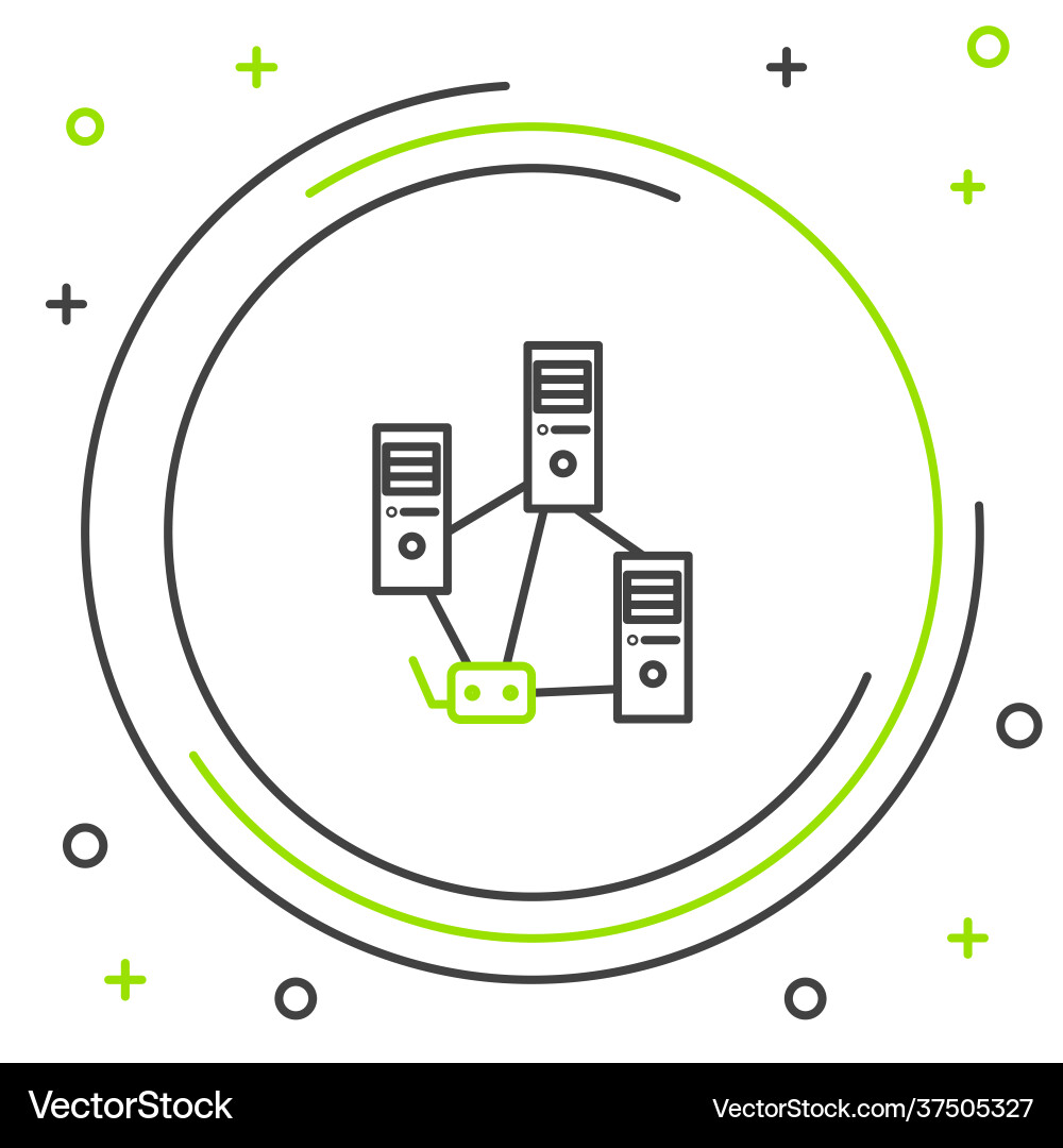 Line computer network icon isolated on white Vector Image