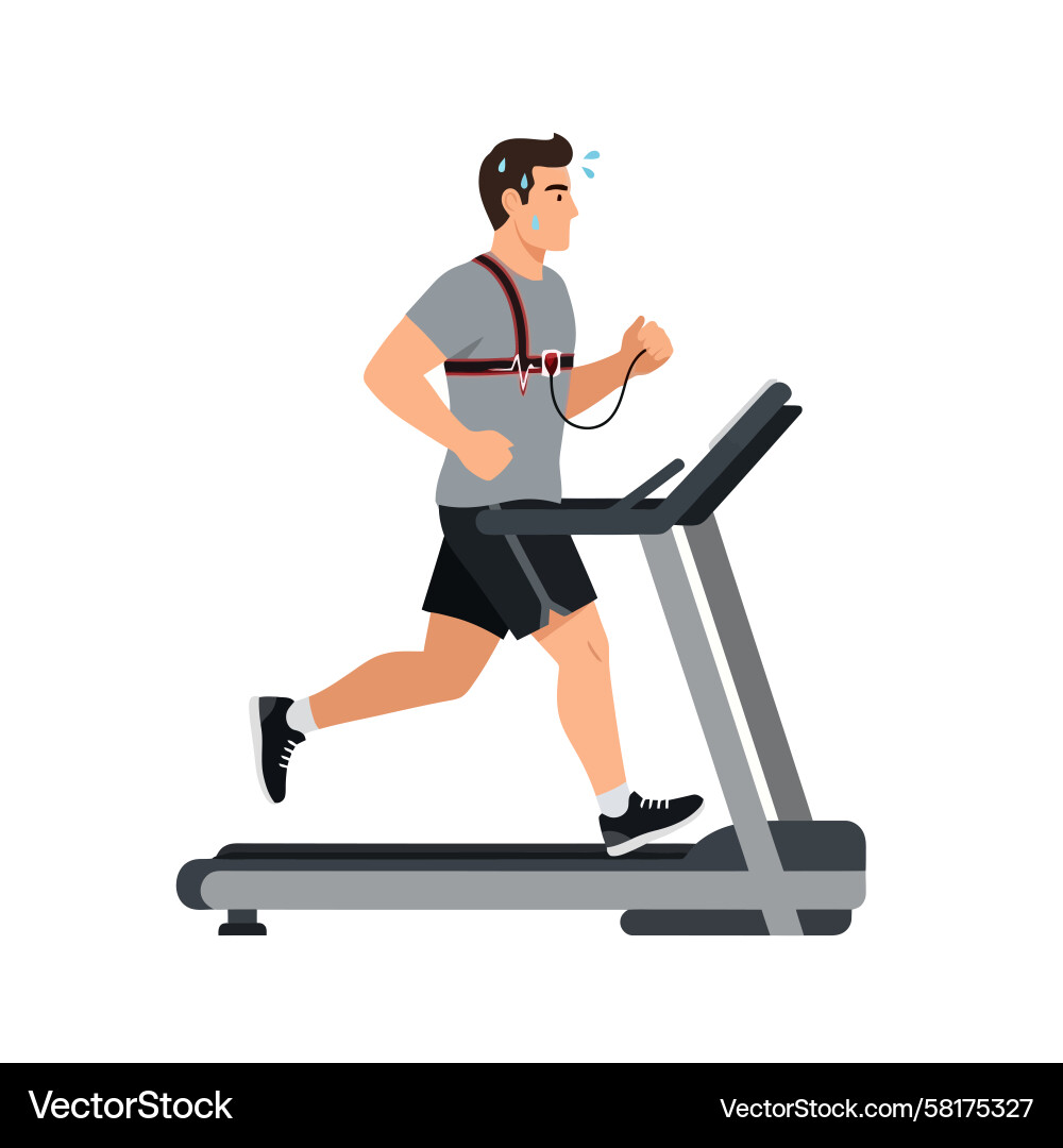 Man Running on Treadmill Vector Image
