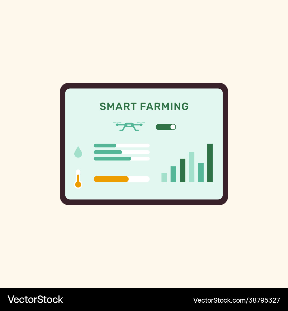 Smart farming controller ui on tablet screen Smart farming controller ui on tablet screen Vector Image