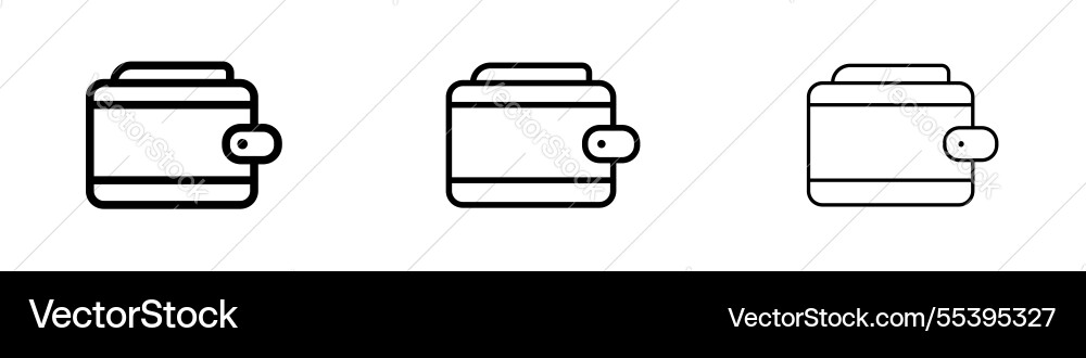 Wallet icons in three different stroke lines Vector Image
