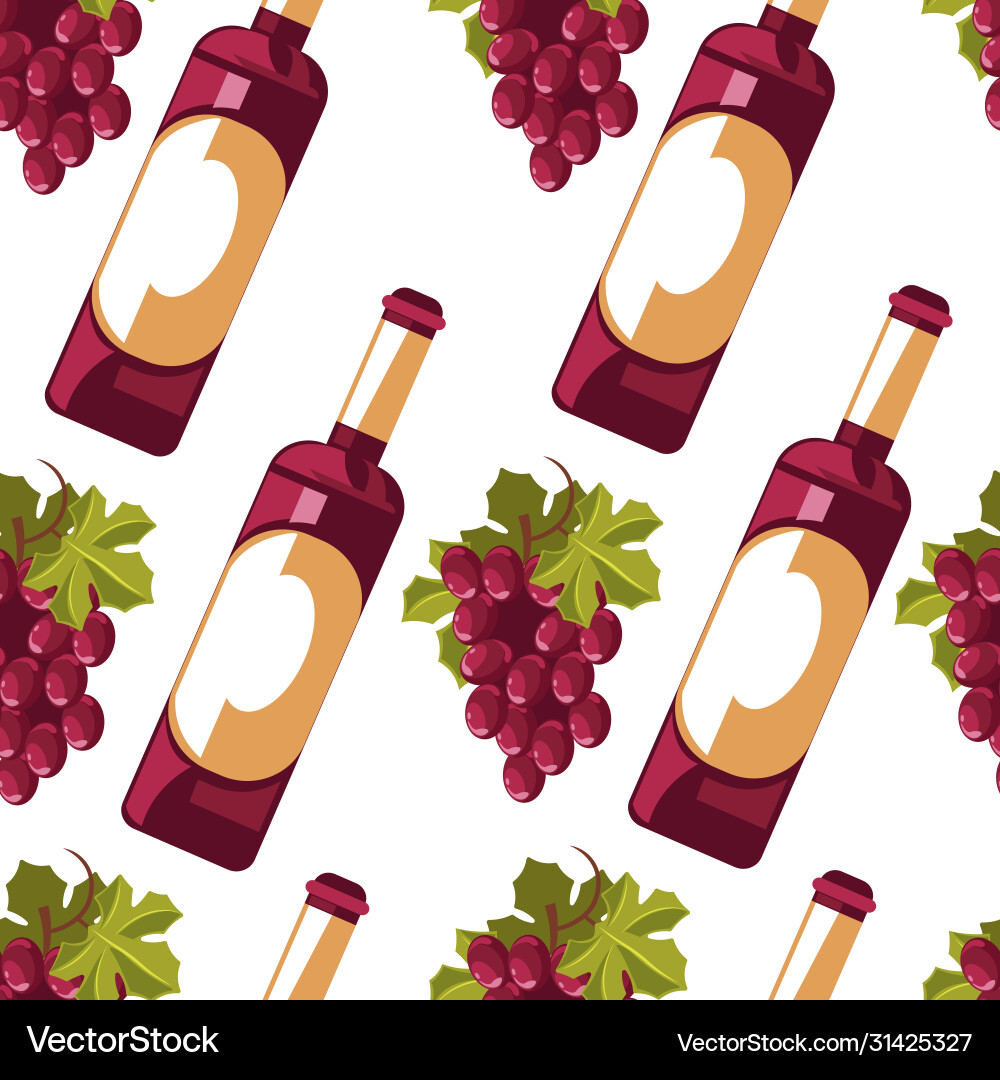 Wine and Grapes Pattern vector image