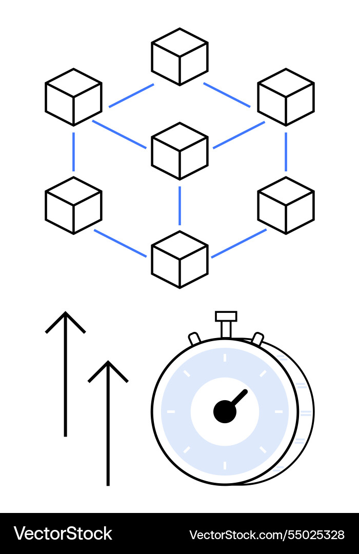 Blockchain network with connected cubes Blockchain network with connected cubes vector image
