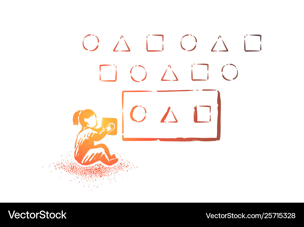 Child Solving Puzzle with Blocks vector image