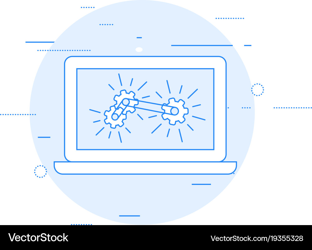 Laptop and gear mechanism - computation vector image
