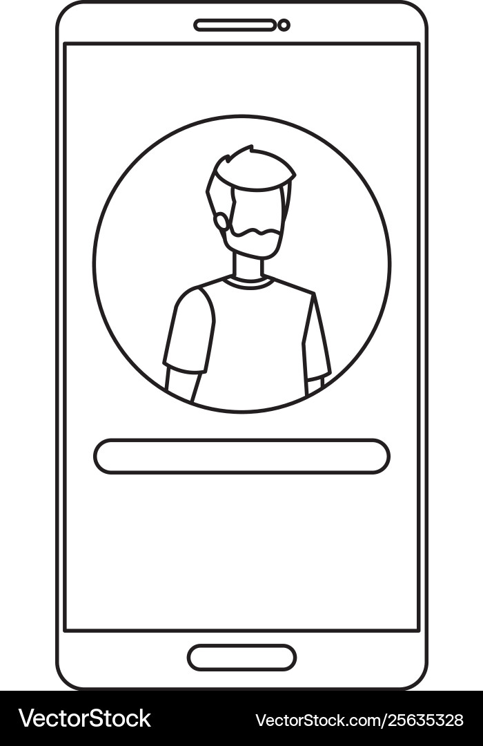 Man acount social in smartphone device character Vector Image