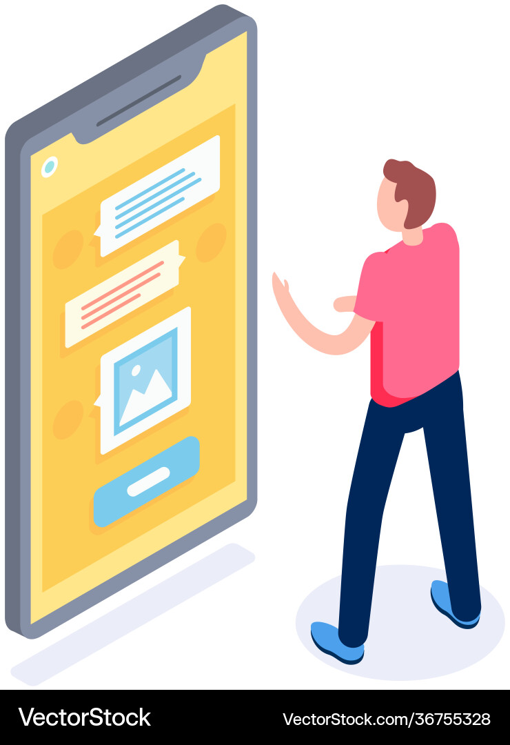 Man typing on smartphone sms messages chat Vector Image