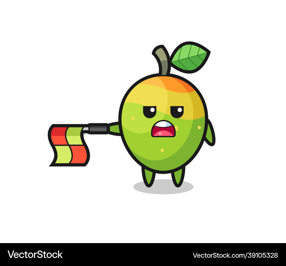 Mango character as line judge hold the flag Mango character as line judge hold the flag Vector Image