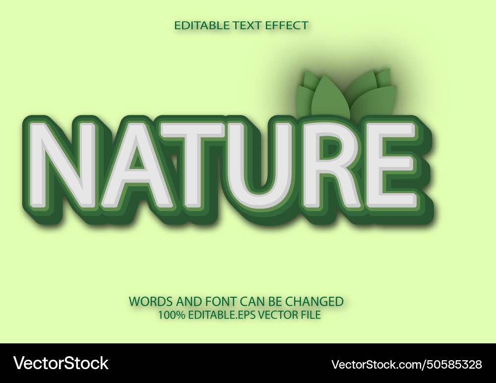 Nature editable text effect cartoon style Vector Image