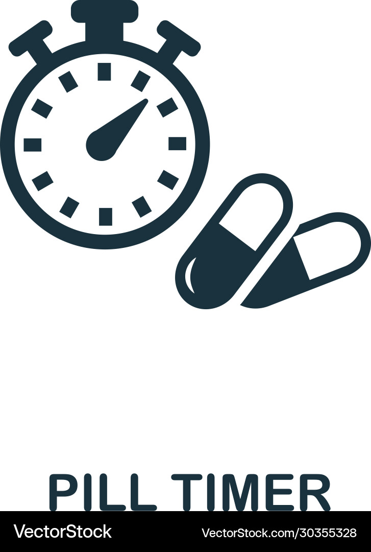 Pill timer icon simple element from digital vector image