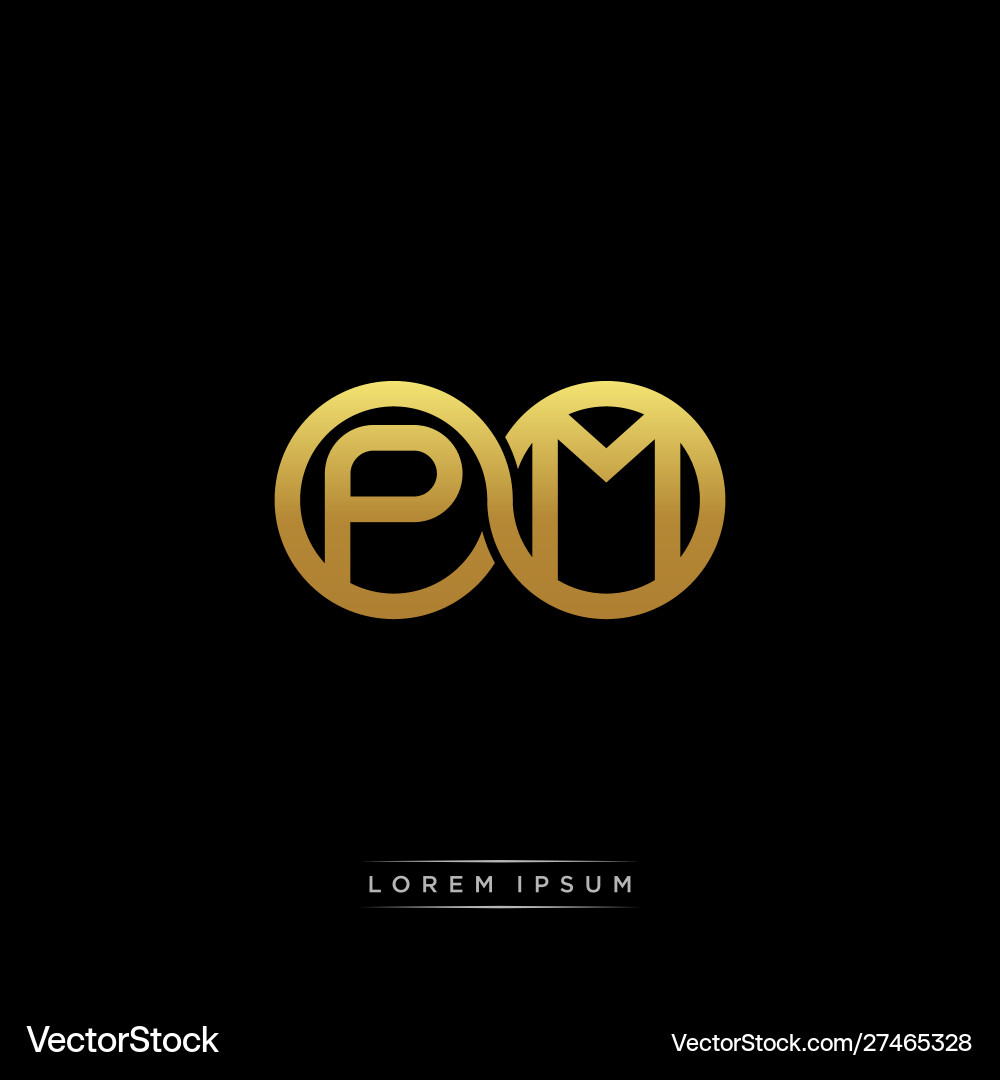 PM Monogram Initial Letter Circle vector image