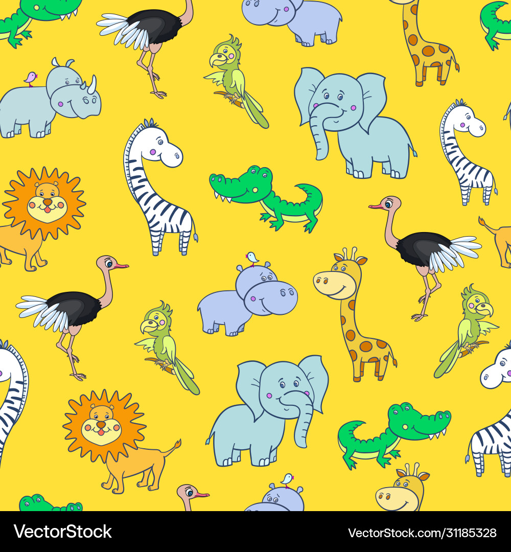 Seamless pattern with cute smiling giraffe zebra vector image