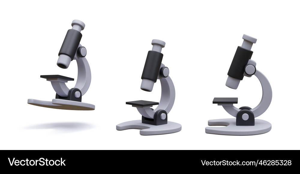 Set of 3d realistic microscope isolated on light vector image