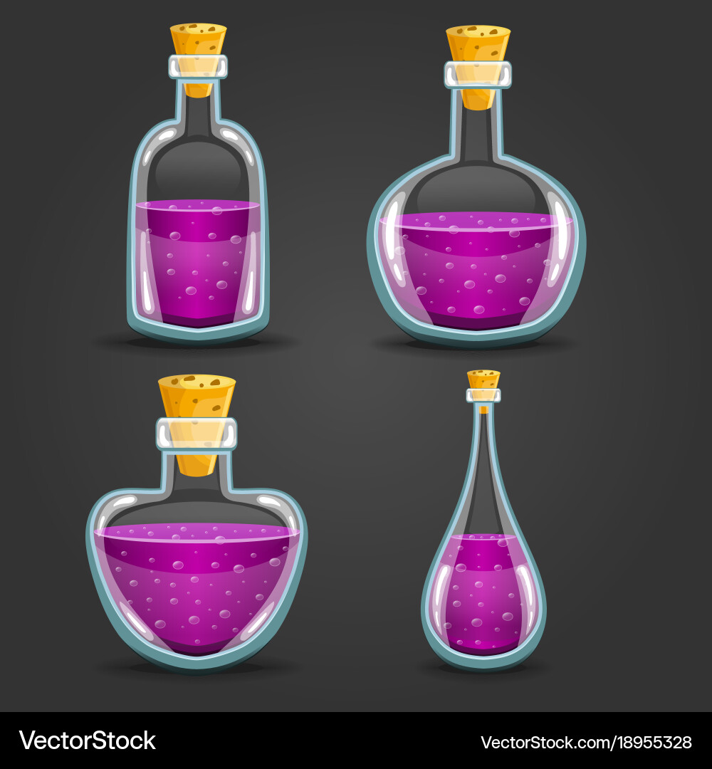 Set of different bottles with elixir Vector Image