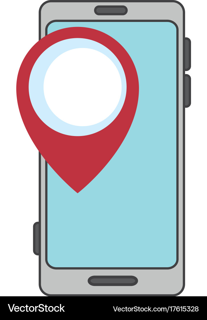 Smartphone device with location pointer Vector Image