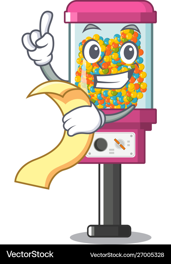 With menu candy vending machine character Vector Image