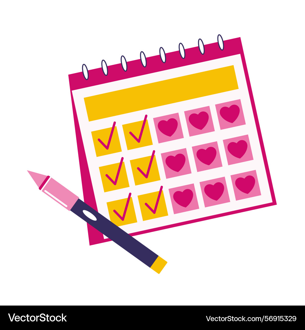 A colorful calendar with checkmarks A colorful calendar with checkmarks Vector Image