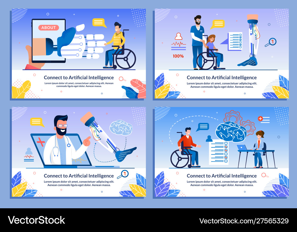 Artificial body parts and neural connection set Vector Image