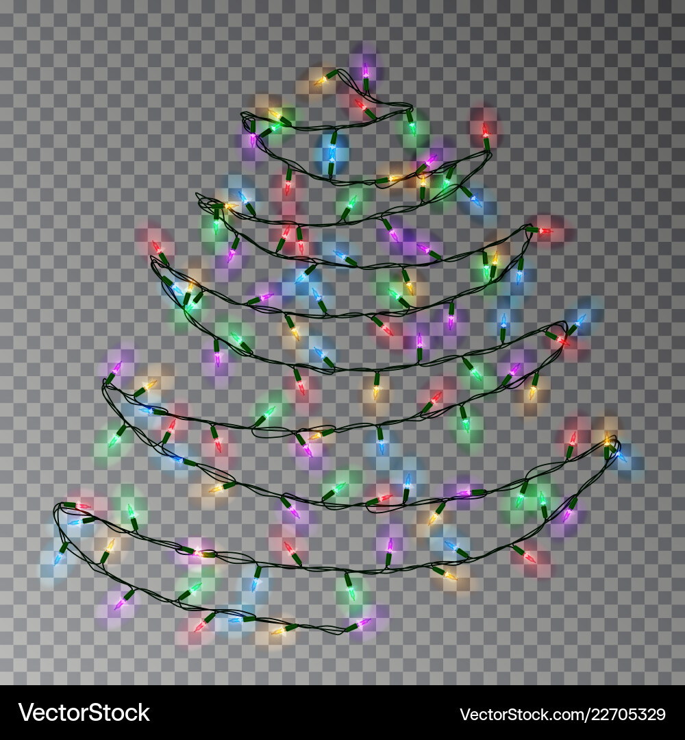 Christmas color tree of lights string hanging on w Vector Image