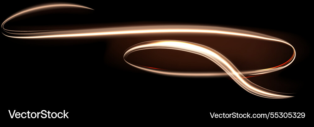 Golden light trails swirling and creating dynamic Golden light trails swirling and creating dynamic vector image