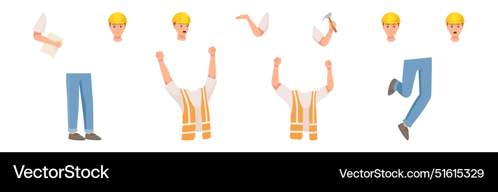 Man builder character constructor with body part Man builder character constructor with body part vector image