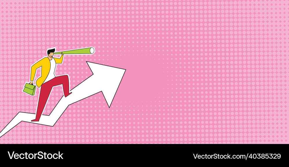 Man standing drawing holding graph arrow showing Vector Image