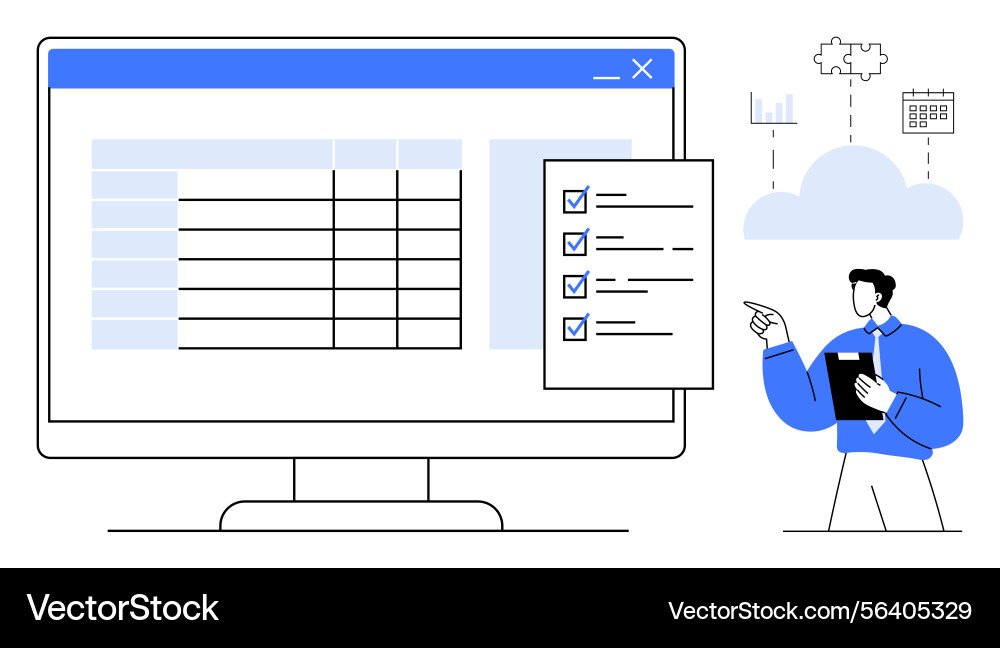 Professional analyzing data tables Vector Image
