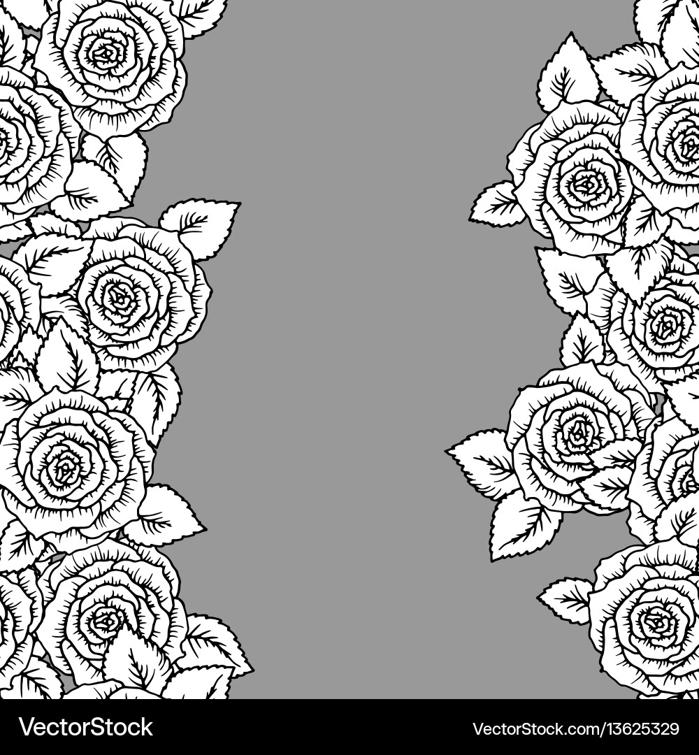 Romantic Black and White Roses Pattern – Royalty-Free Vector | VectorStock, image size:1000x1080