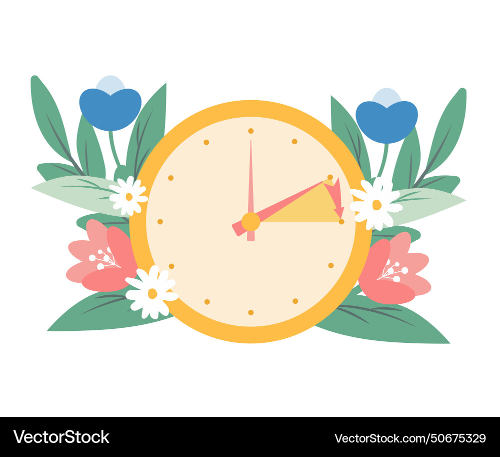Spring forward concept in flat style change clock Vector Image