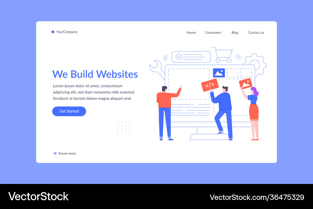 Team build website create landing web page Team build website create landing web page vector image
